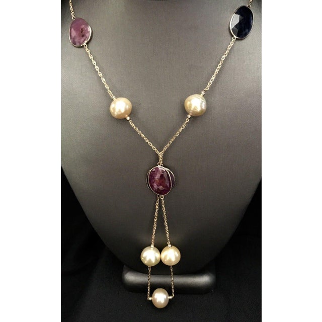 South Sea Pearl Sapphire Ruby 14 Karat Necklace Italy Certified For Sale - Image 12 of 12