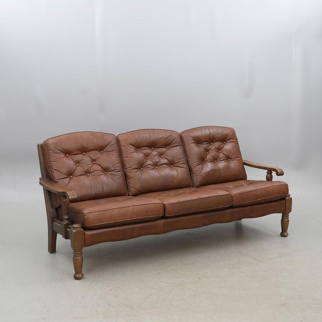 Vintage Three-Piece Sofa Set in Leather, 1980, Set of 3 For Sale - Image 6 of 18