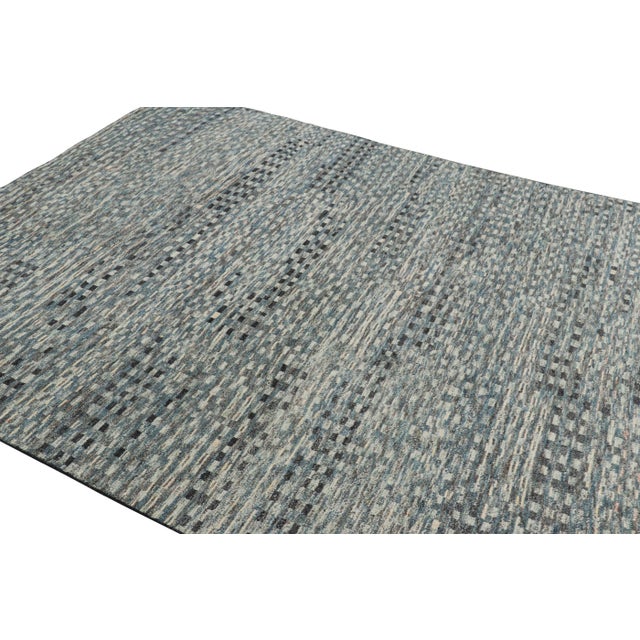 Rug & Kilim Rug & Kilim’s Moroccan Style Rug in Blue, Gray and White Geometric Patterns For Sale - Image 4 of 8