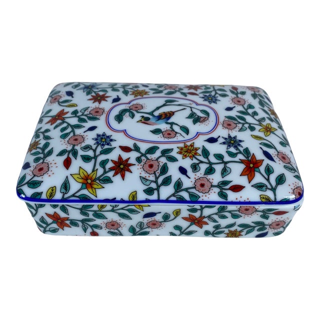 French Limoges Hand-Painted Porcelain Jewelry Box for Neiman Marcus, Circa 1940 For Sale