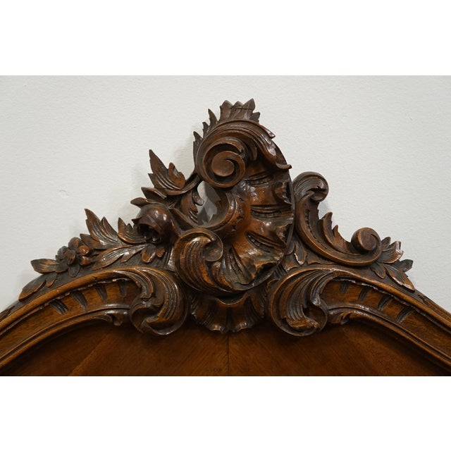 Brown Vintage Antique Bookmatched Walnut French Provincial Louis XVI Rococo Full Size Bed For Sale - Image 8 of 12