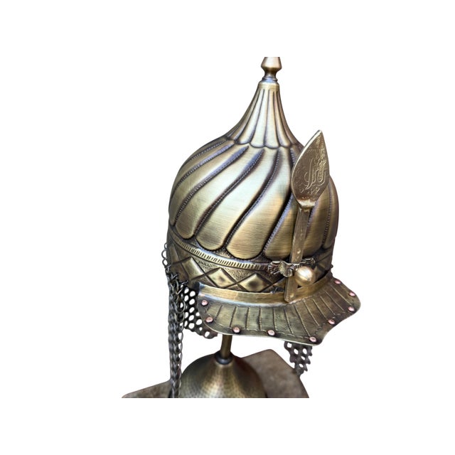 Gothic Fluted Brass Tabletop Ottoman Helmet For Sale - Image 3 of 10