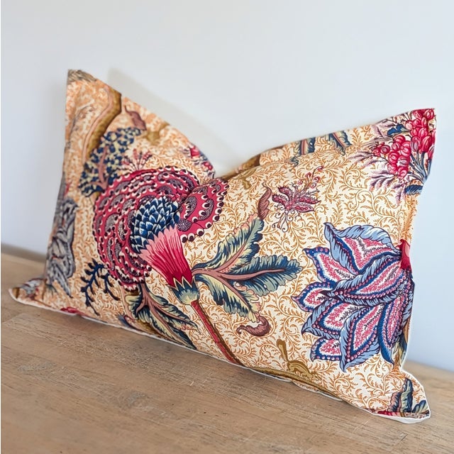 French Pierre Frey Le Grand Corail Lumbar Pillow in Rouge Fond Bis For Sale - Image 3 of 6