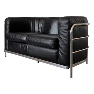 Italian Onda Black Leather Sofa by De Pas, Durbino and Lomazzi for Zanotta, 1995 For Sale