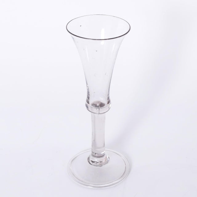 Set of Five Antique English Folded Foot Wine or Liquor Stem Glasses For Sale In West Palm - Image 6 of 8