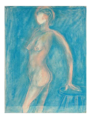 Pink Standing Nude Bay Area Figurative Drawing by Louis Nadalini 1987