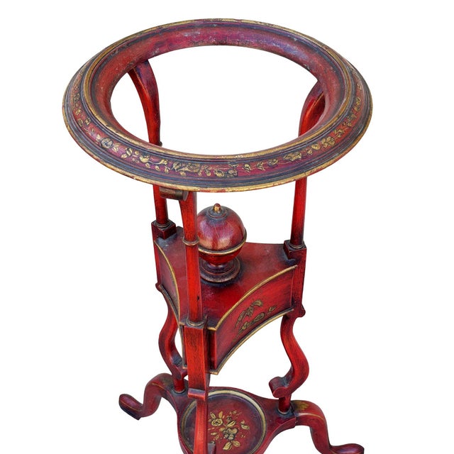 Red 1950s Hollywood Regency Red Mahogany Georgian Wig Plant Stand W/ Drawers Dish, Pair For Sale - Image 8 of 10