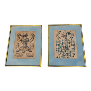 Late 19th Century Pair of Antique French Jumping Jack Lithos