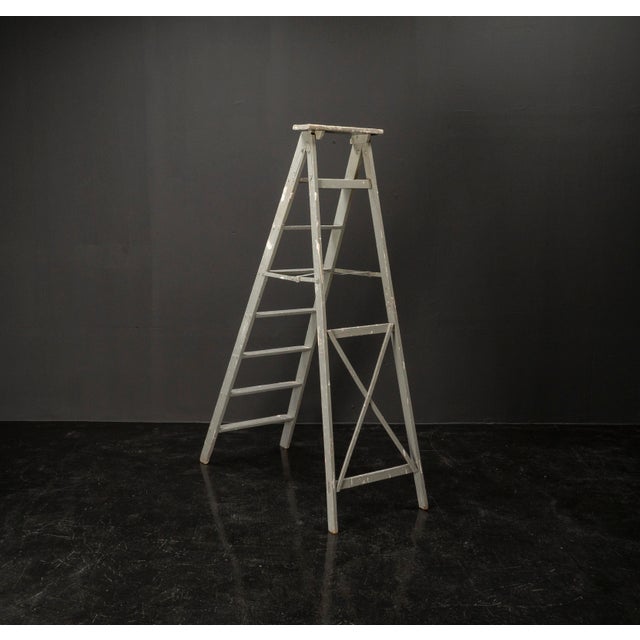 Gray Vintage Folding Ladder in Grey For Sale - Image 8 of 18