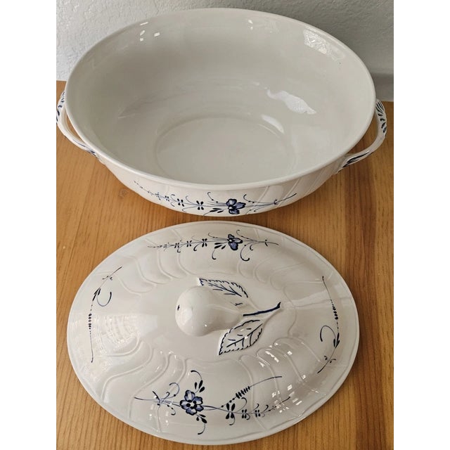 Vintage MCM Villeroy & Boch Vieux Luxembourg Porcelain Oval Tureen & Lid Covered Server For Sale - Image 11 of 11