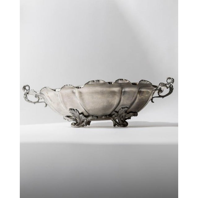 Large Vintage Pewter Centerpiece Bowl, 1940s For Sale - Image 6 of 11