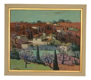 Tage Gavik, Blooming Almond Tree, Andalusia, Spain, 1950s, Oil on Canvas, Framed