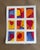 A joyful original abstract watercolor composed of nine expressive panels in saturated jewel tones of cobalt blue, crimson,...