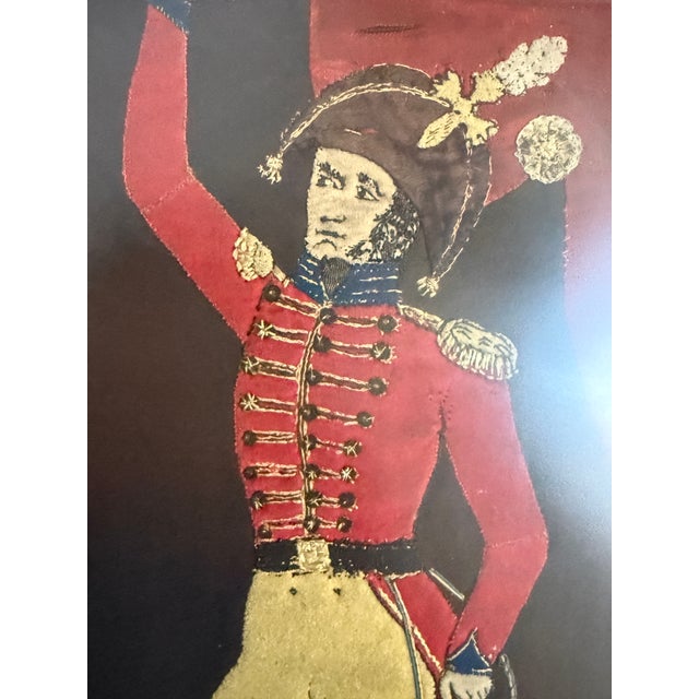 Vintage Napoleonic Hussar Soldier Textile Art Framed Wool Applique Military Wall Decor For Sale In Chicago - Image 6 of 12