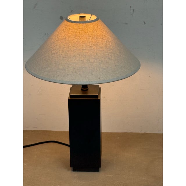 Metal Restoration Hardware Square Column Table Lamp For Sale - Image 7 of 12