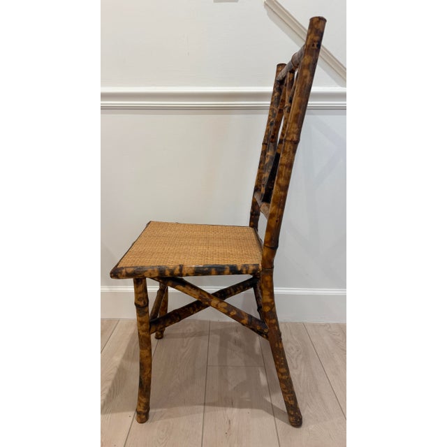 Antique Tortoise Rattan Bamboo Side Chair For Sale In Miami - Image 6 of 11