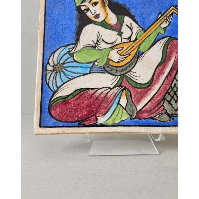 Early 20th Century Antique Indo-Persian Qajar Dynasty Ceramic Architectural Wall Tile For Sale - Image 5 of 11