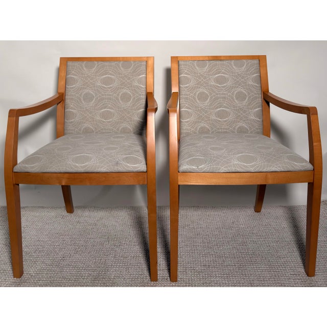 Traditional Late 20th Century Pair of Ansley Armchairs by Geiger International for Herman Miller, Upholstered For Sale - Image 3 of 6