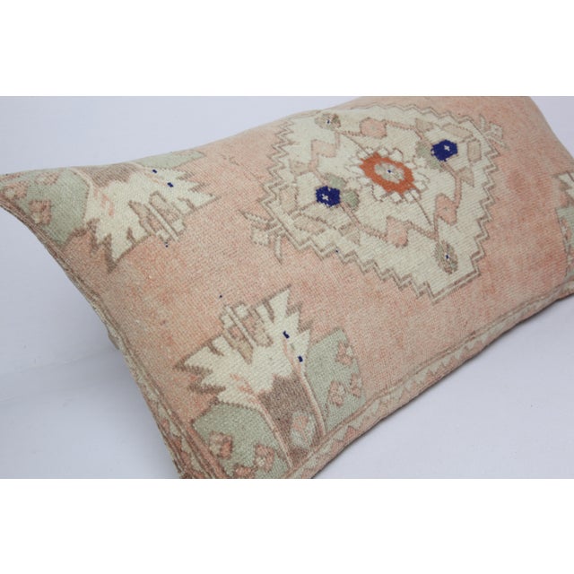 Mid 20th Century Handwoven Vintage Turkish Oushak Rug Pillow Cover-20'' X 34'' For Sale - Image 5 of 10