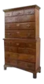 American Walnut Narrow Chest on Chest Cabinet Drawers Provincial Country