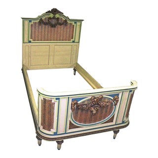19th Century Painted Italian Full/Double Sized Bed For Sale