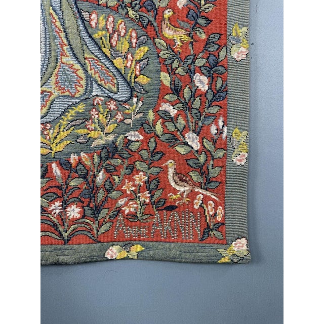 Textile 20th Century Medieval Wall Tapestry Courtly Scene For Sale - Image 7 of 12