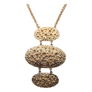 Vintage 1972 Signed Napier Brutalist Bumpy Pendant Necklace For Sale