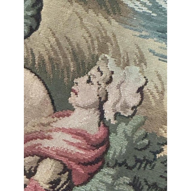 Antique French Aubusson Jacquard Tapestry Village, 1970s For Sale - Image 18 of 18
