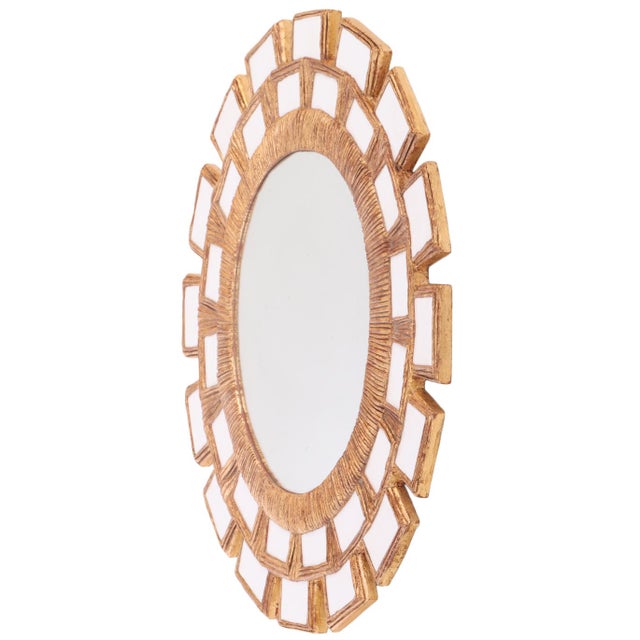2000 - 2009 A Snow White Glass and Resin Mirror, in the Manner of Line Vautrin. Contemporary. For Sale - Image 5 of 7