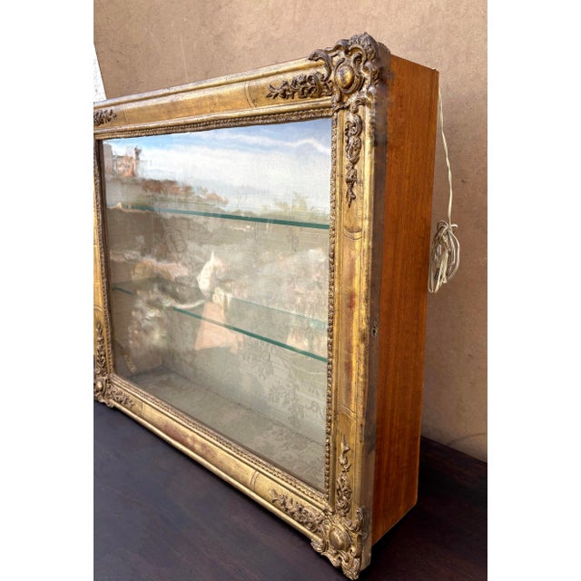 1930s Wall Display Cabinet with Glass Shelves, 1930s For Sale - Image 5 of 10