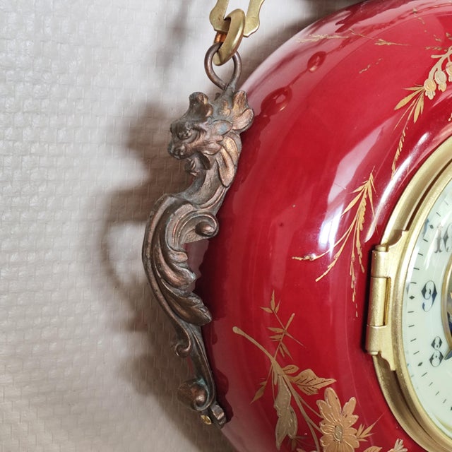 19th Century French Farcot Skeleton Clock Sang De Boeuf Ceramic Case For Sale - Image 6 of 13