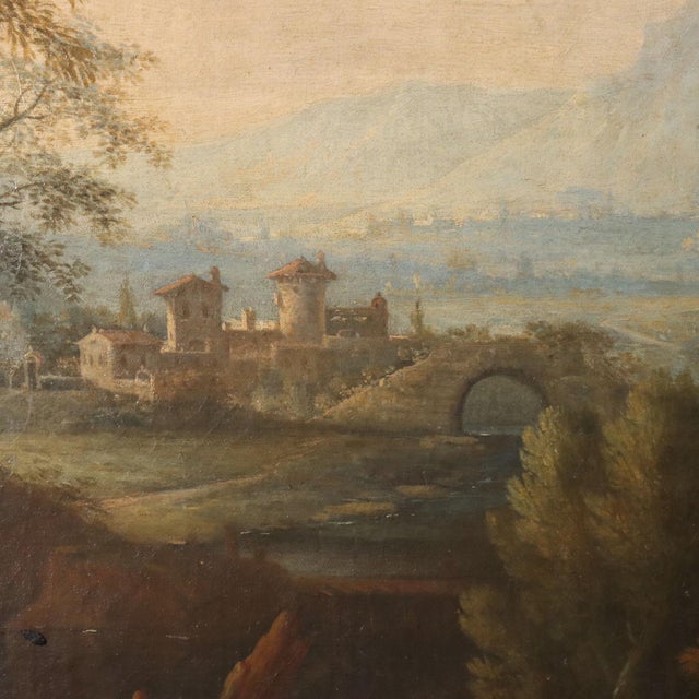 Venetian School, Landscape and Figure Painting, 18th Century, Oil on Canvas For Sale - Image 6 of 13