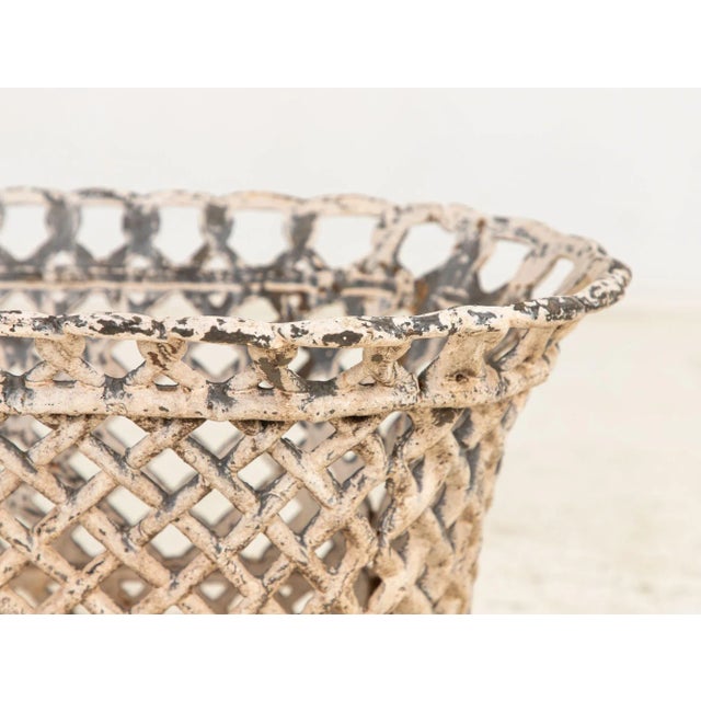 White Painted Cast Iron Latticework Basket, French Early 20th C. For Sale In New York - Image 6 of 8