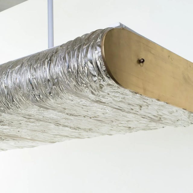 Italian Large Italian Textured Glass Chandelier For Sale - Image 3 of 13