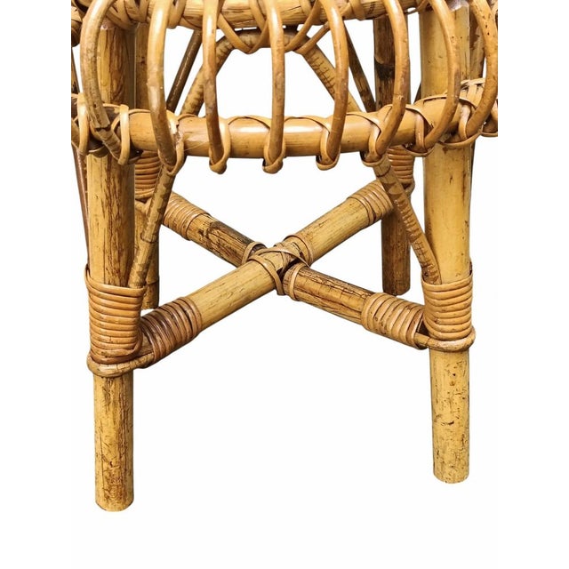 1960s Bamboo and Rattan Circular Stool attributed to Franco Albini, Italy, 1960s For Sale - Image 5 of 8