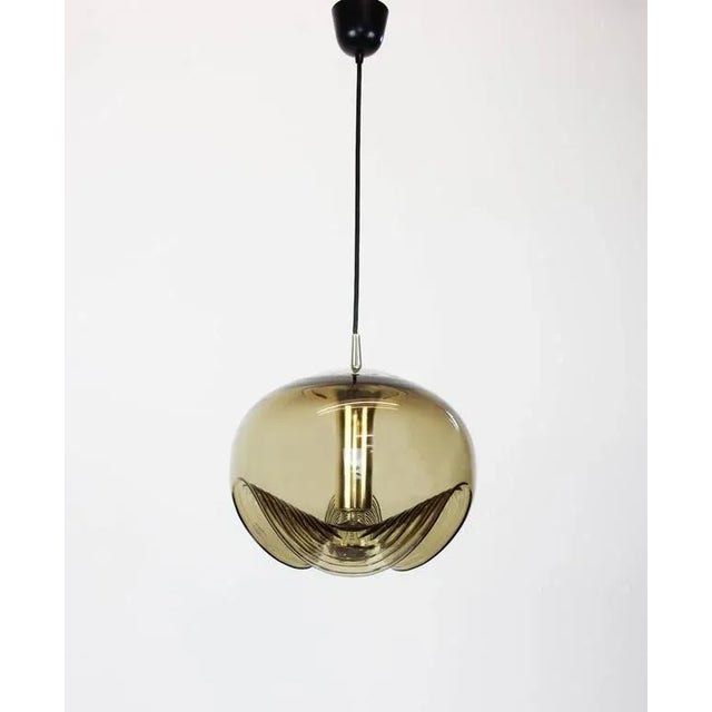 1970s Large Smoked Glass Pendant Light from Peill & Putzler, Germany, 1970s For Sale - Image 5 of 11