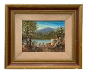 Maria Kincaid "Mountain Village" Original Oil Painting C.1950