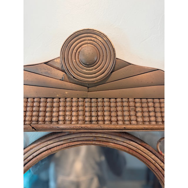 Wood Vintage Split Bamboo Pagoda Wall Mirror – Southeast Asian, 1970s For Sale - Image 7 of 15