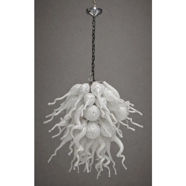 Metal Large Vintage Murano Hand Blown Glass Chandelier, Italian Modern Lighting For Sale - Image 7 of 18