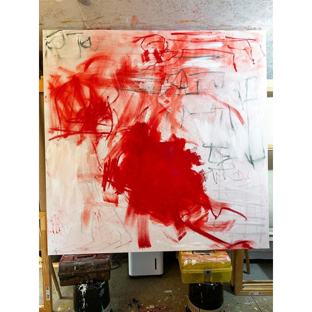 "Seeing Red" by Trixie Pitts Large Abstract Expressionist Oil Painting For Sale In Nashville - Image 6 of 12