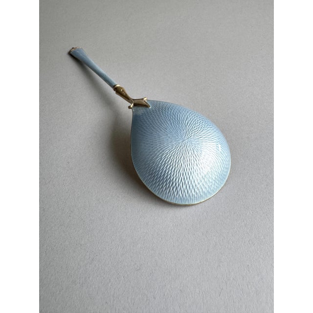 Mid 20th Century David Andersen Oslo Norway Sterling Silver Gilt Blue Guilloche Enamel Large Serving Spoon, Post-1940 For Sale - Image 9 of 12