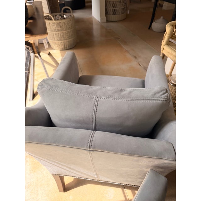 Light Blue Suede Club Chair For Sale - Image 14 of 14