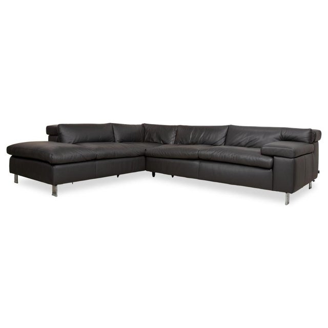 Courage Leather Chrome Corner Sofa in Grey Anthracite with Manual Function by Ewald Schillig For Sale - Image 18 of 18