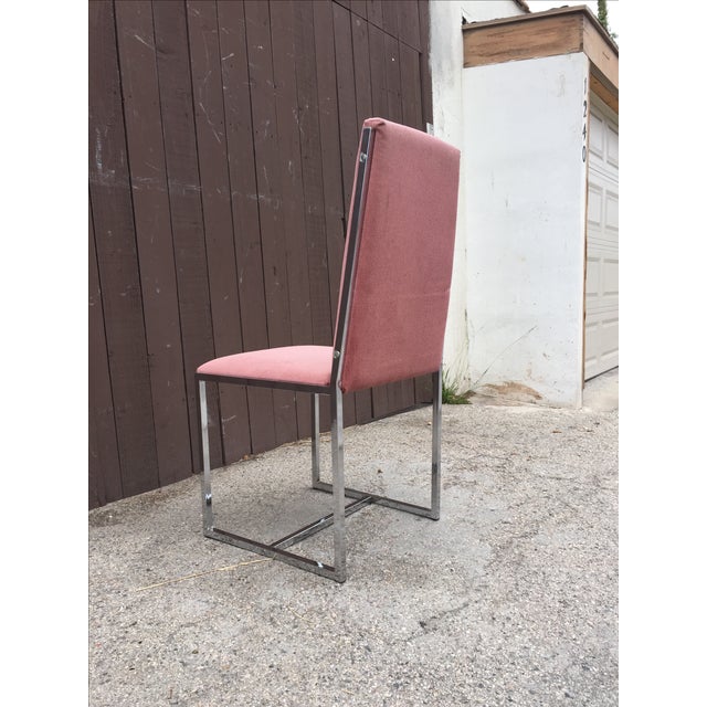 Pink Velvet Chrome Framed Dining Chairs Set of 4 Chairish