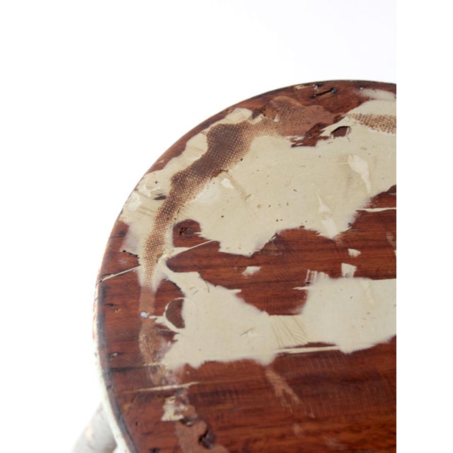 Farmhouse Vintage Painted Farmhouse Stool For Sale - Image 3 of 13