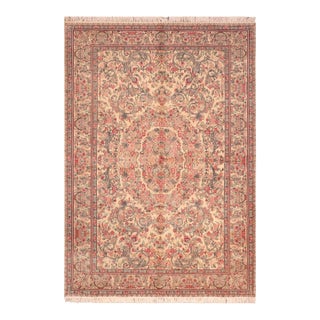 Art Nouveau 1990's Pak-Persian Ivory/Pink Wool Rug - 6'3'' X 9'5'' For Sale