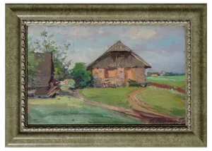 Alfejs Bromults, Rural Life, 1950s, Oil on Cardboard