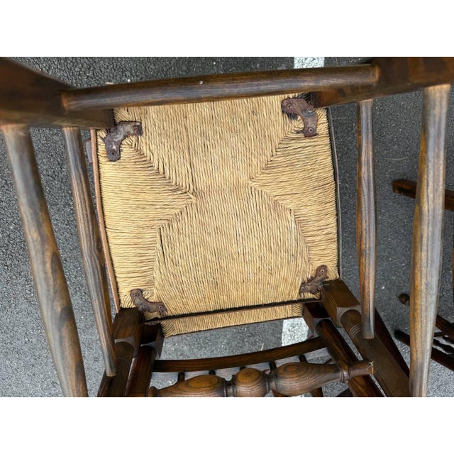 Early 20th Century 6 Antique Matching George III Lancashire Style Oak Rush Seat Side Chairs For Sale - Image 10 of 10