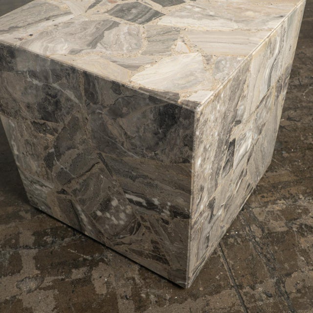 1980s Marble Stone Cube Mosaic Side End Accent Table Italian Modern For Sale In Los Angeles - Image 6 of 12