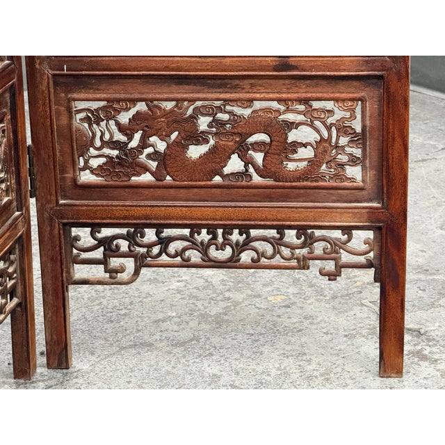 Chinese Four Panel Folding Screen, Vintage For Sale - Image 12 of 12